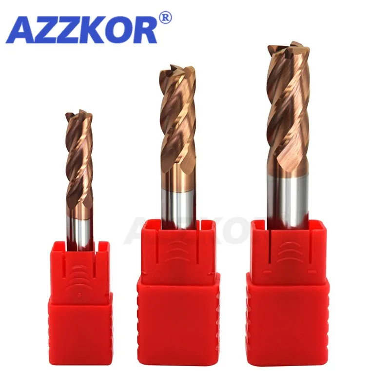 4.0mm 3PCS HRC55 4F Alloy Coating Tungsten Steel Carbide Milling Cutter CNC Machine Machining Flat Endmill Tools