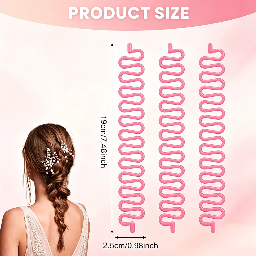 Pink Hair Braiding Tool Roller With Hook Magic Hair Twist,Styling Clip French Hair Braid Hair Knitting Tool Hair Twist Styling