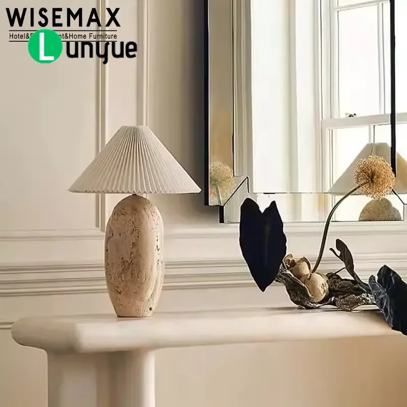 Simple Style Marble Table Lamp for Bedroom Hotel Home Office Decoration Modern Interior Lighting Fixture Elegant Design