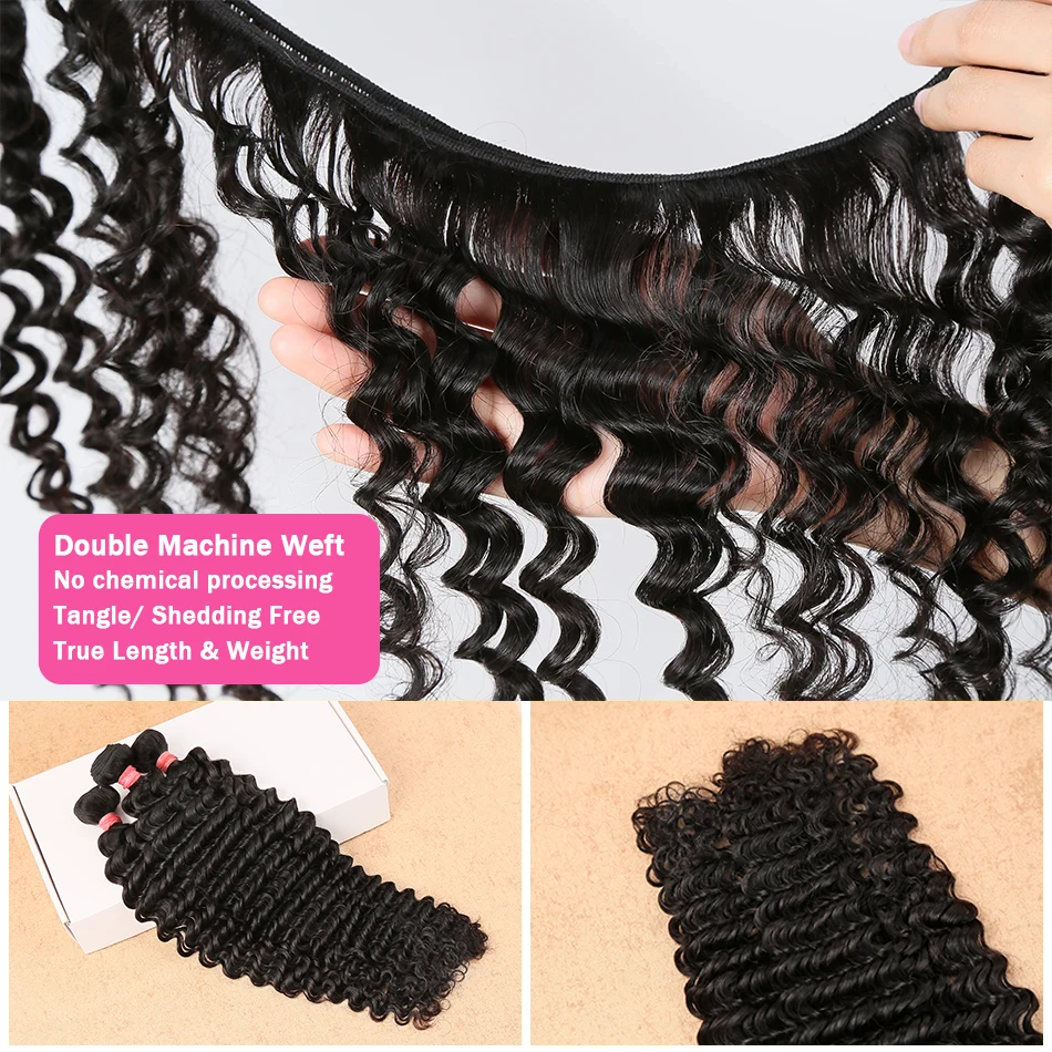 Addictive-Bundles de cheveux humains Deep Wave, Water Curly Weaves, Aadt Brésilien, Remy Hair, Offres en gros, 3 Bundle, 4 Bundle, 30 ", 40"