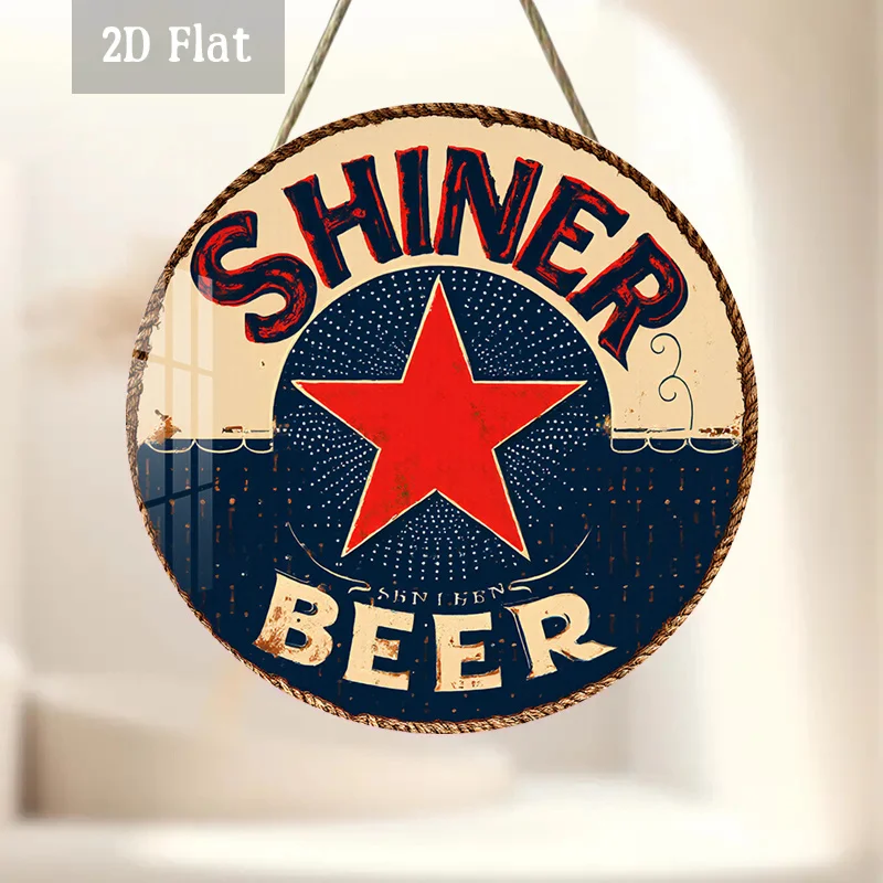 2D Flat, 1pc Retro Vintage Americana Round Wooden Wall Decor - Suitable for Home, Garage, Cafe,, Dining Room, Rustic Attic Hangi