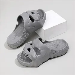 New Personalized Skull Design Men Slippers 2024 Summer Outdoor Fun Slides Thick Bottom of Beach Non-slip Leisure Women Sandals