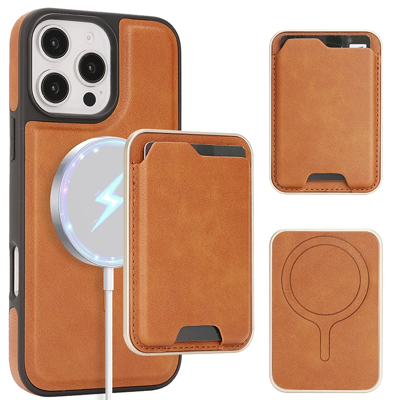 

Removable Magnetic Card Pocket Phone Case For Iphone 16 15 14 13 12 Pro Max Plus Wireless Charging Phone Case Cover Hard Shell