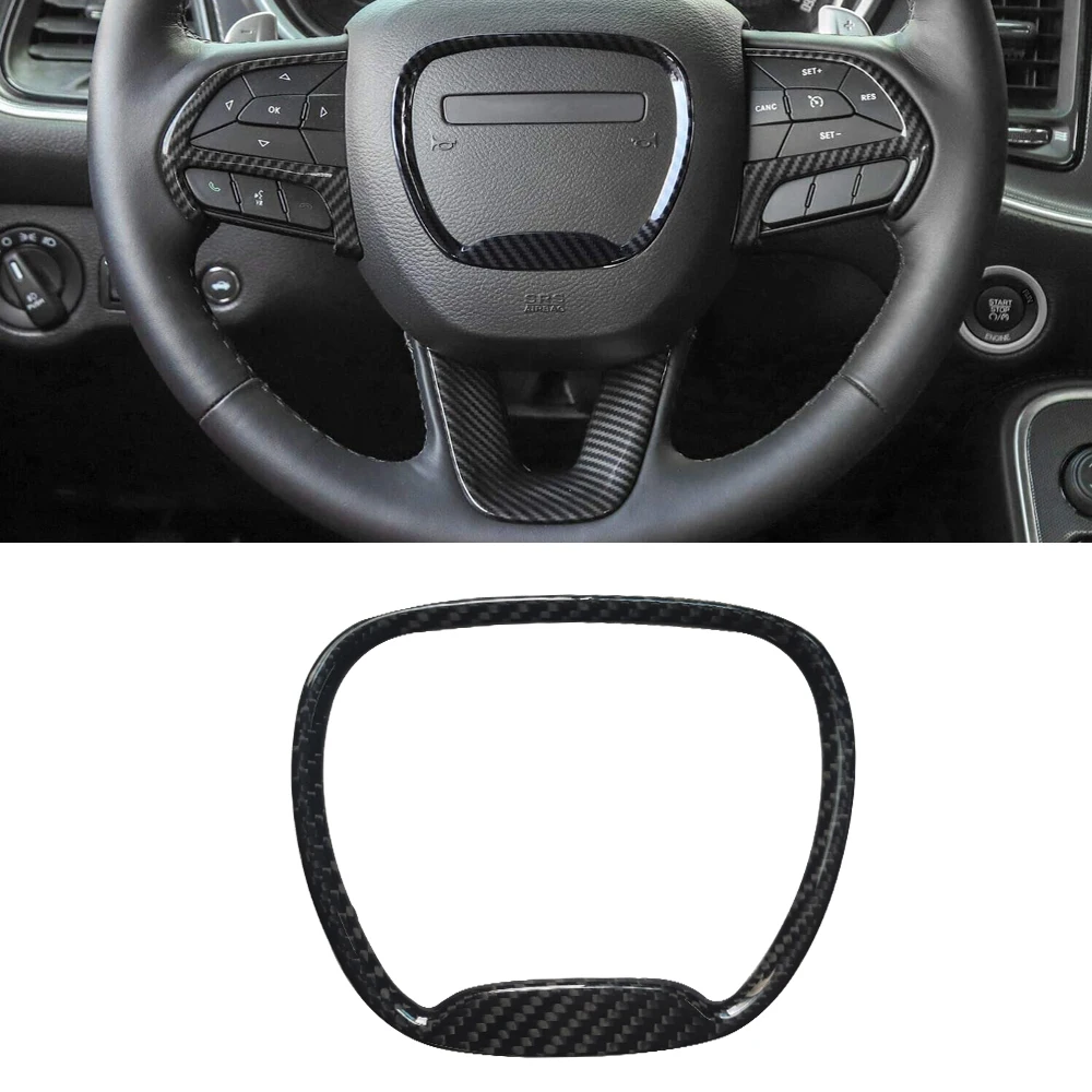 

Real Dry Carbon Fiber Steering Wheel Trim Cover For Dodge Challenger Charger 2015-2022