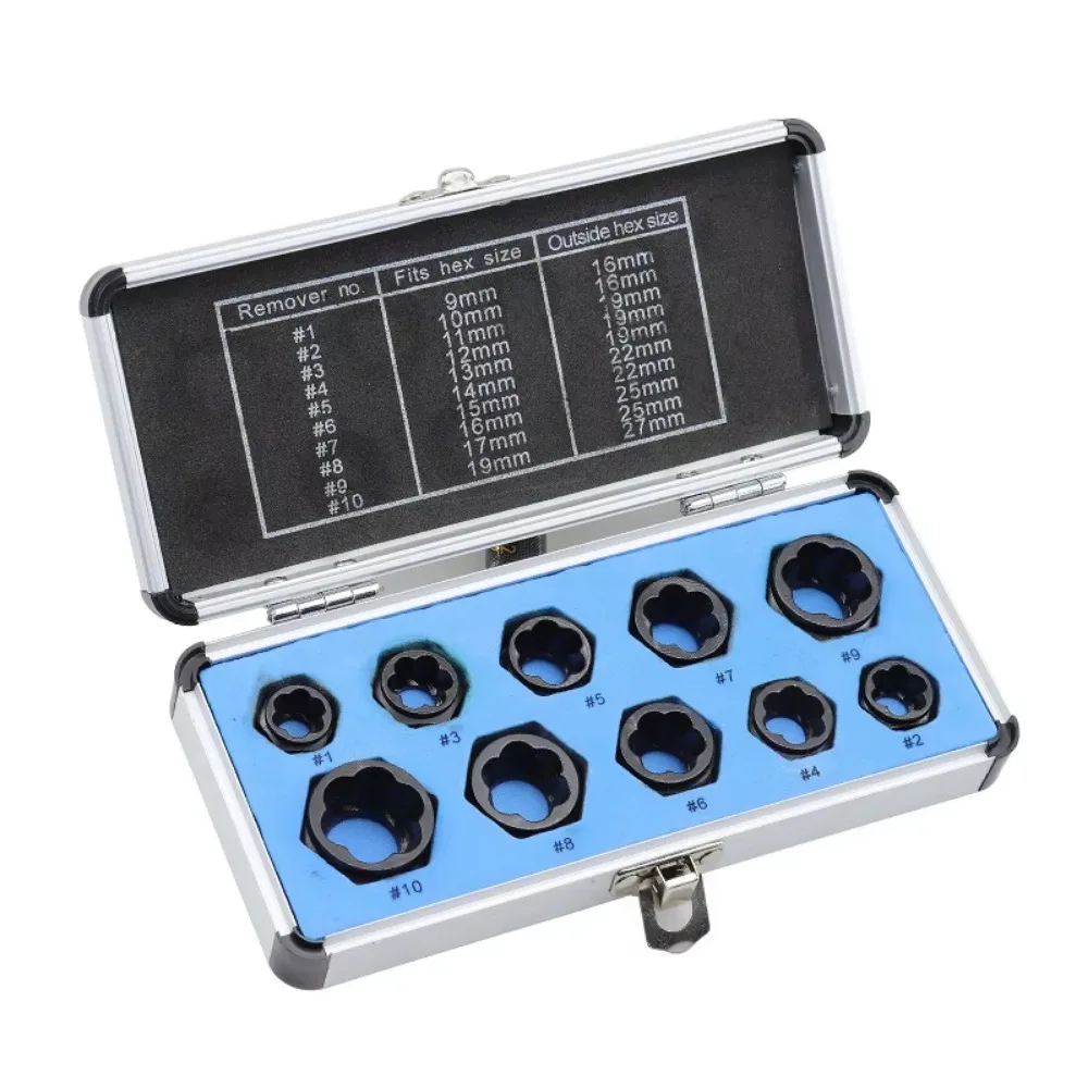 

Hexagonal Design Broken Nut Remover with Aluminum Box High Strength Bolt Extractor Set Widely Use Wear Resist Nut Removal Socket
