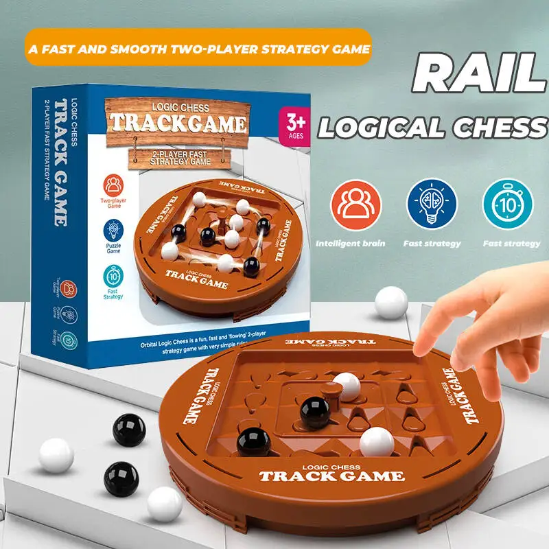 

Track Logic Chess Board Game Toys Pair Battle Black White Chess Thinking Training Educational Strategy Games Toy Gifts for Kids