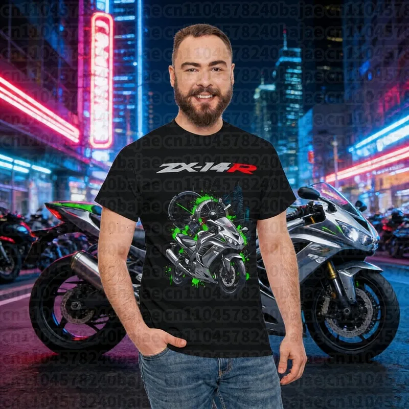 

25-26 летняя уличная быстросохнущая дышащая футболка Kawasaki из 100% хлопка с принтом, мужская и женская тонкая удобная мотоциклетная футболка