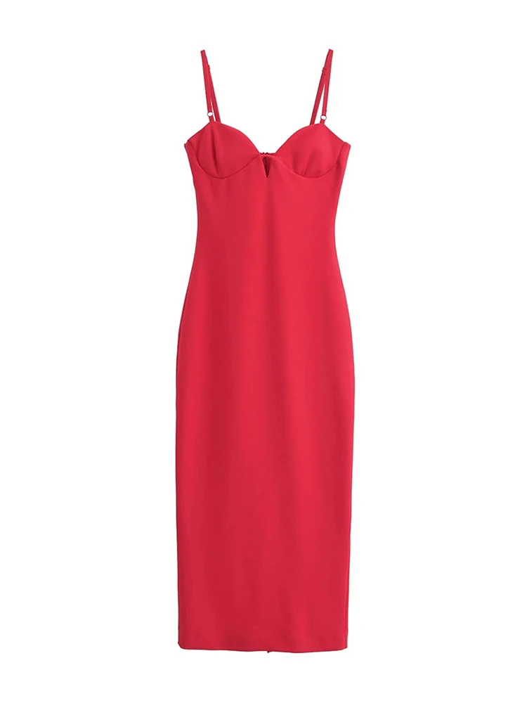 Elegant Strapless Long Dress for Women, Back Zipper, Casual Slim Straight Dresses, Party Style, Red, Summer, New, 2022