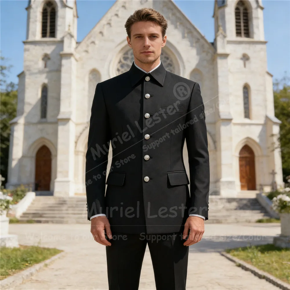 

Classic Suit Men Formal Wear Safari Style Jacket Pants 2 Piece Sets Man Business Party Outfit Customized Groom Wedding Tuxedos
