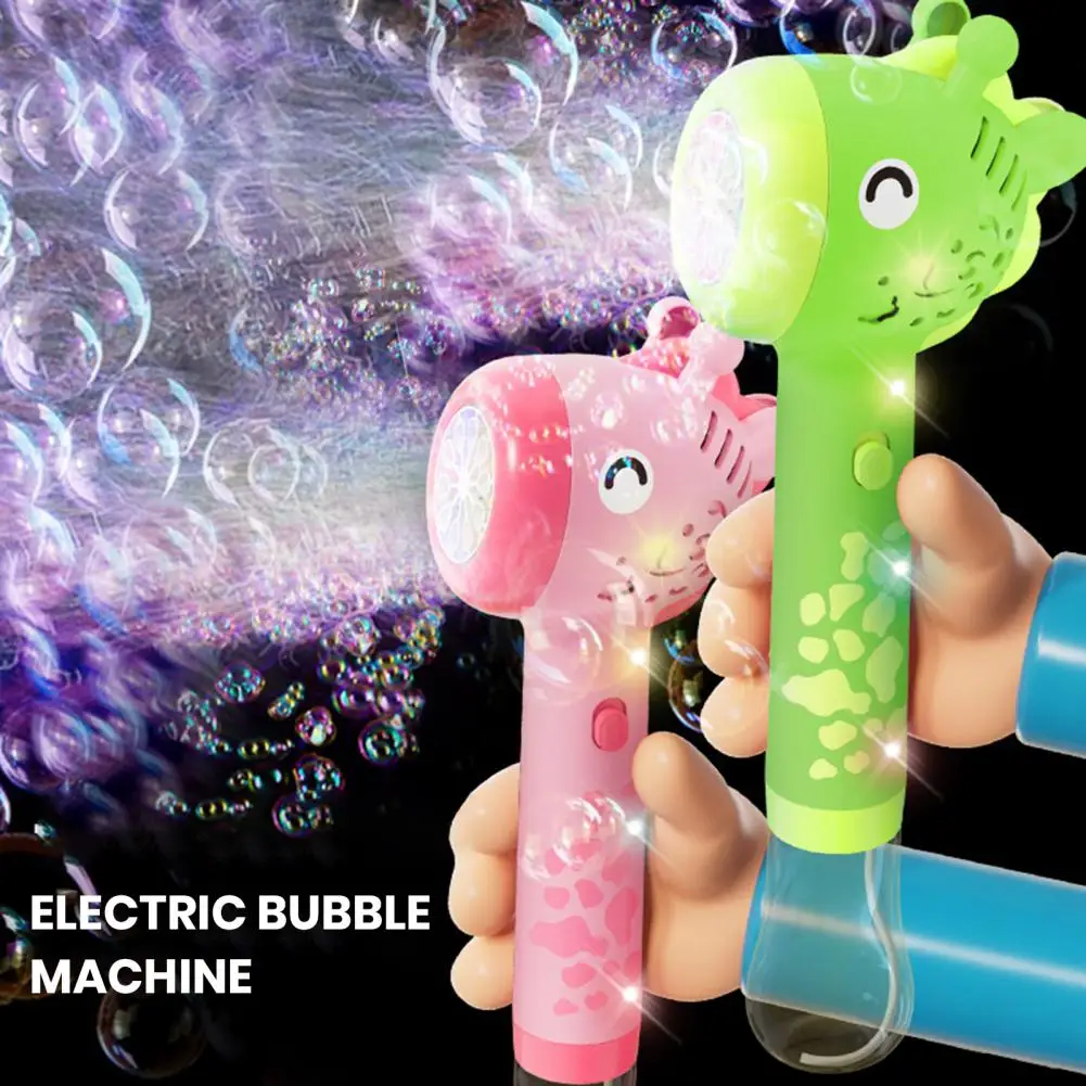 Electric Bubble Machine Kids Handheld Electric Giraffe Bubble Maker Wand with Light Automatic Bubble Blower Machine Toy for Boys