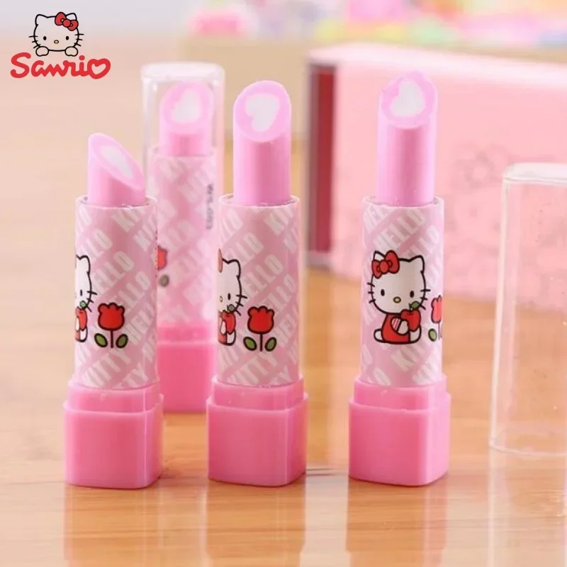 Sanrio New Anime Peripheral Kawaii Cartoon Cute Hello Kitty Lipstick Eraser Creative Stationery Prize Festival Gift Wholesale