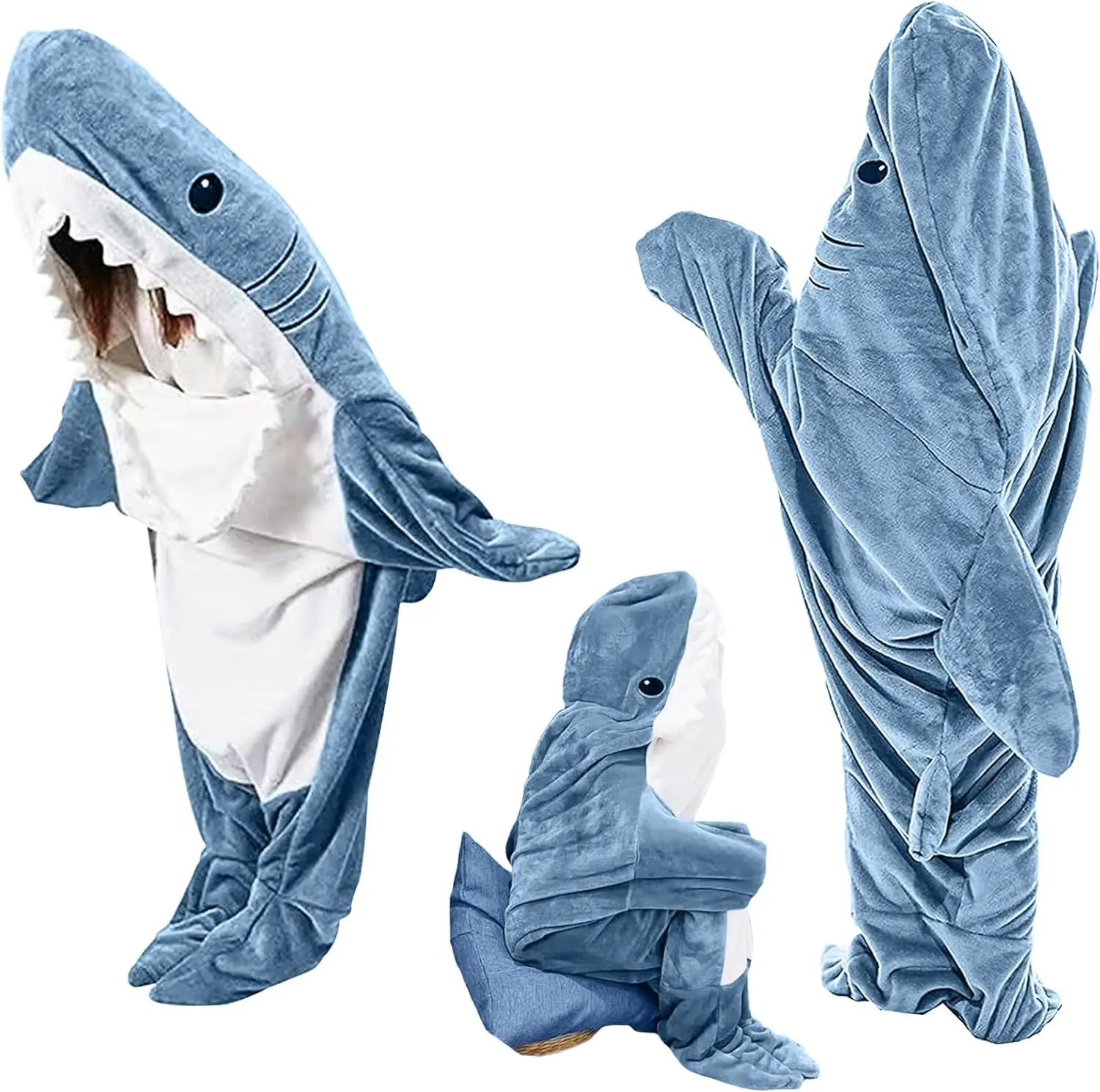 New Shark Sleeping Bag Sand Sculpted Shark One Piece Pajamas Flannel Blanket Wearable Shark Blanket Homewear Casual Cozy Pajamas