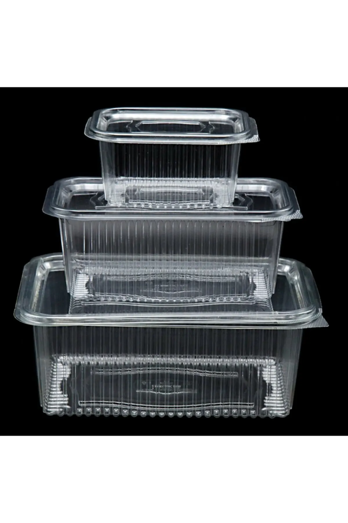 100 PCS Transparent Plastic Leakproof Hinged Flat Lid Food Container Box Kitchen Cafe Restaurant Product Disposable All Sizes