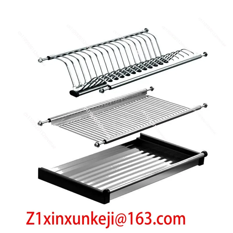 

Настенный кухонный шкаф-органайзер с двухуровневой выдвижной корзиной для посуды из нержавеющей стали, встраиваемая сушилка-подставка для посуды