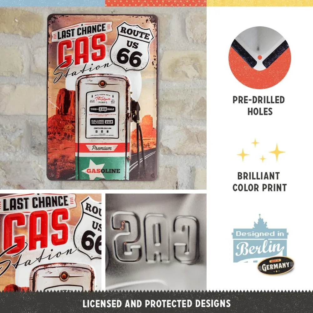 لافتة قصدير لمحطة الوقود Noostalgic-Art Route 66 - خصم 20% على ديكور عتيق، هدية لمحبي الولايات المتحدة الأمريكية #2