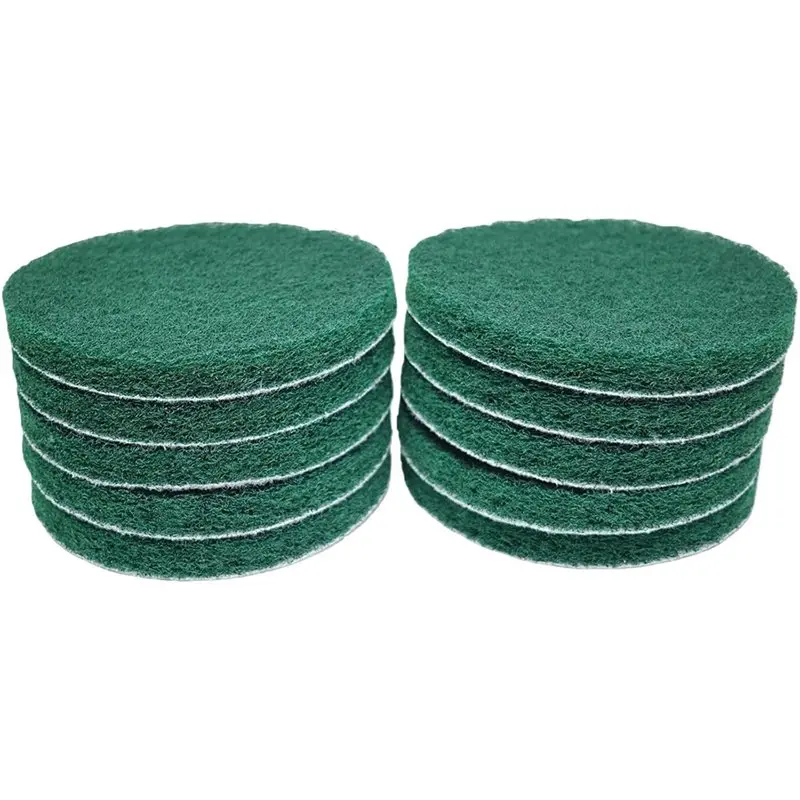 10 Pack 6 Inch Multipurpose Green Scrubber Scouring Pads For Automotive And Furniture Polishing