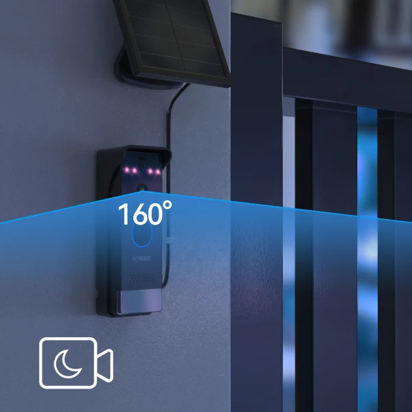 TMEZON Solarbetriebenes, kabelloses WLAN-Videotürsprechsystem für die Sicherheit zu Hause, 1080P-Intercom-System, 7-Zoll-Farb-Touchscreen-Monitor, Video-Türklingel mit Solarpanel, PIR-Bewegungserkennung, Fernentriegelung, 2,4/5G WLAN – Detail 13