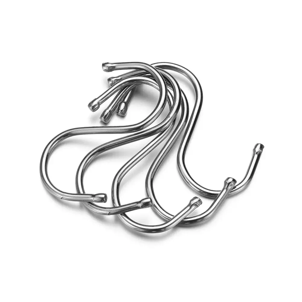 5Pcs S Shaped Hook Kitchen Household Hanger Storage Holders Organizer Stainless Steel Hooks Bathroom Storage Holder Rack