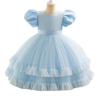 2-12 Years Old Blue Pearl Girls Dress Princess Puffy Layers Kid's Vestidos 2 4 5 6 7 8 9 10 12 Years Old Kids Clothes 247027