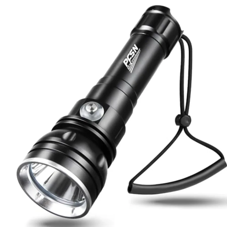 PFSN 3000 Lumens Dive Light with Lockable Switch, 150m Underwater Waterproof, 20H Runtime, 400m Long Narrow Beam, Rechargeable