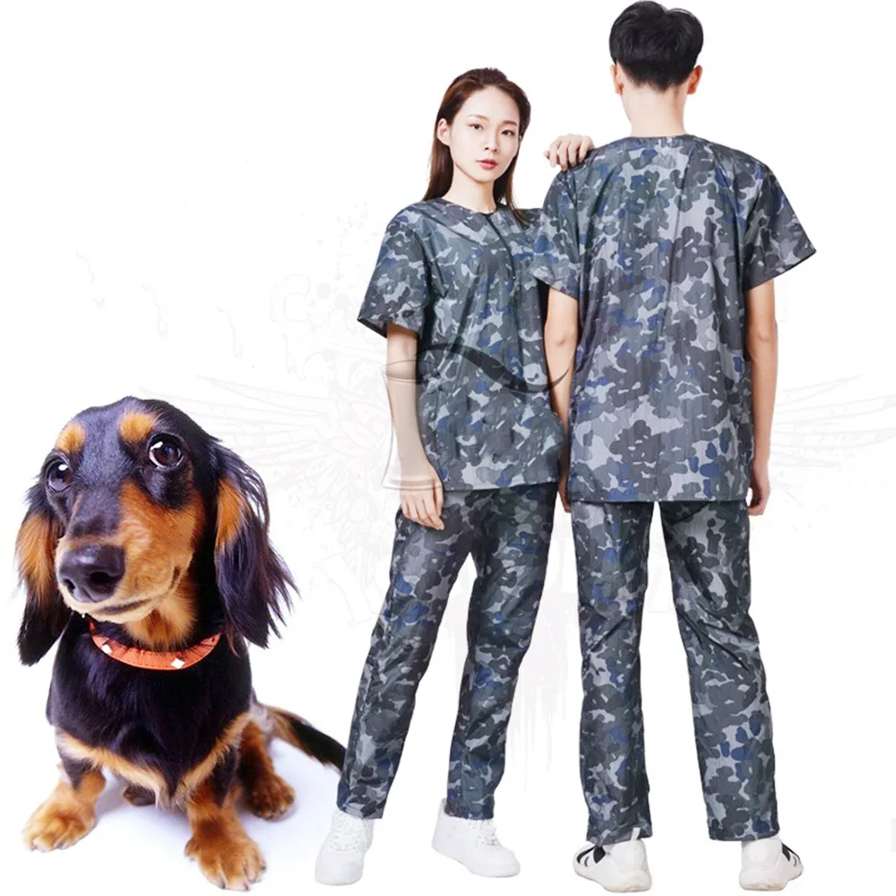 Cat Dog Bath Watertight Uniform Pet Groomer Waterproof Work Clothes Pet Shop Shearing Non-stick Hair Overalls Camouflage