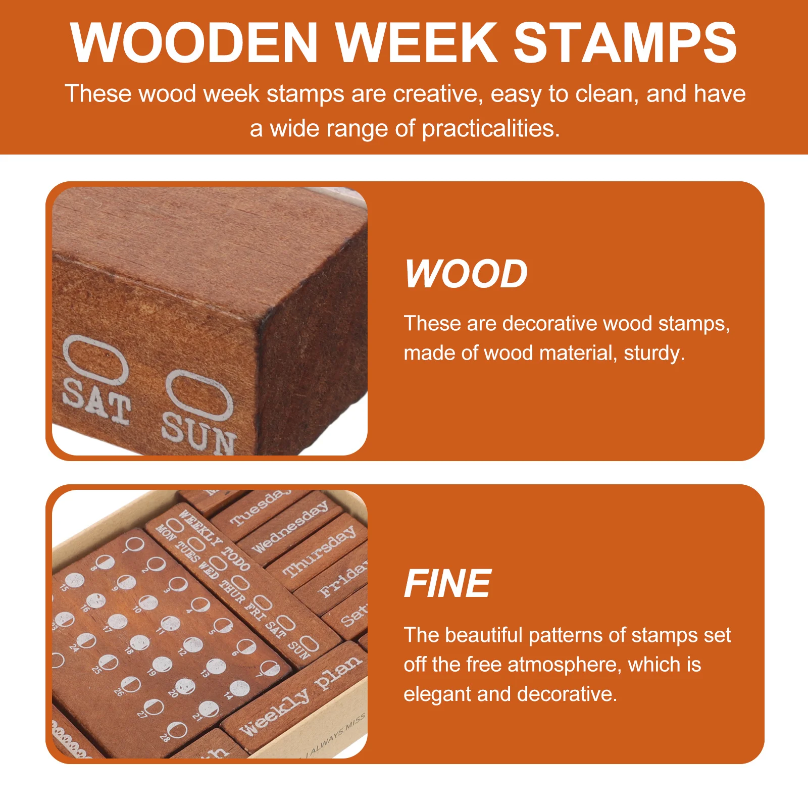 

12Pcs Vintage Wooden Stamps for Scrapbooking Week Stamps DIY Craft Supplies and Decorations Scrapbook Journaling Supplies