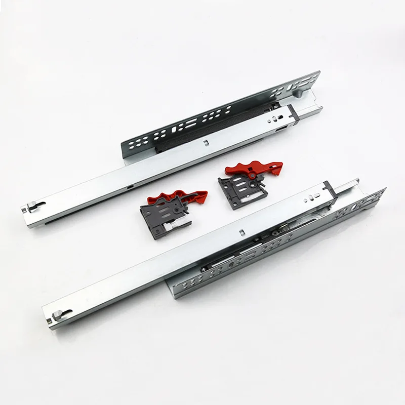 

1Pair 10- 20" Full Extension 3 Folds Under-mounted Self Soft Close Oil Damper Furniture Drawer Slide Front Plastic Clip