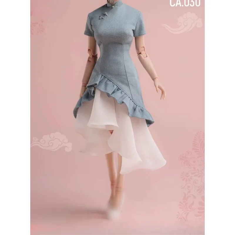 Worldbox 1/6 Maßstab CA030 Chinesischer Stil Damen-Jeanskleidung mit Wolken-Gaze-Cheongsam, passend für 12" Soldaten-Actionfiguren-Körper – Detail 5