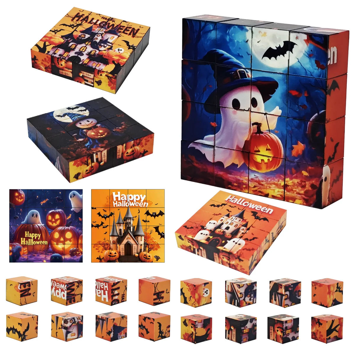 مكعبات بناء مغناطيسية، ألغاز مكعبات مغناطيسية تحت عنوان الهالوين، ألعاب تجميع مغناطيسية، هدايا عيد الميلاد والهالوين للأطفال