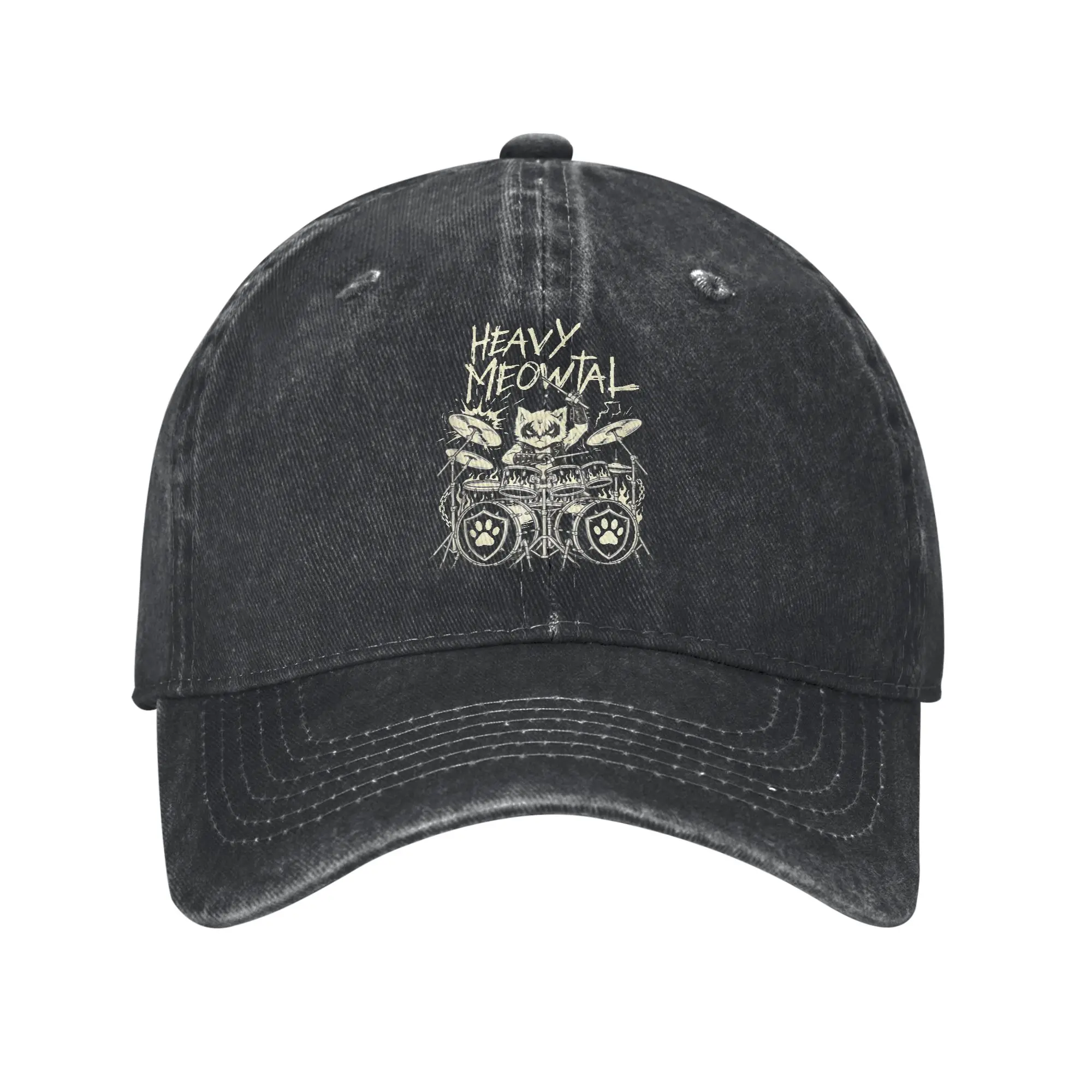 Heavy Meowtal Cat Drummer in Corpse Paint Metal Band Casual Baseball Cap Spring  Trucker Hat Sun-Proof Kpop Rock Snapback Cap