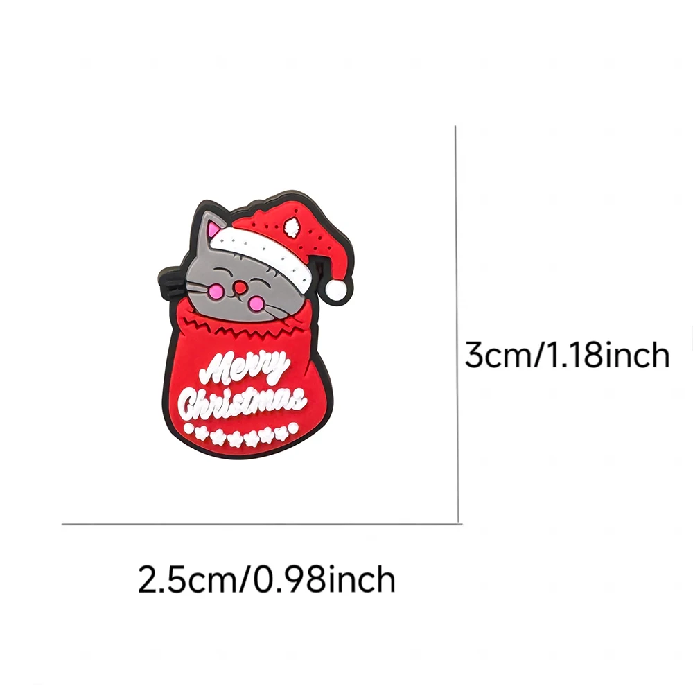 1-100pcs Cartoon Christmas Cute Cat Series PVC Shoe Charms Accessories DIY Detachable Waterproof Fashion Shoes Buckle Party Gift