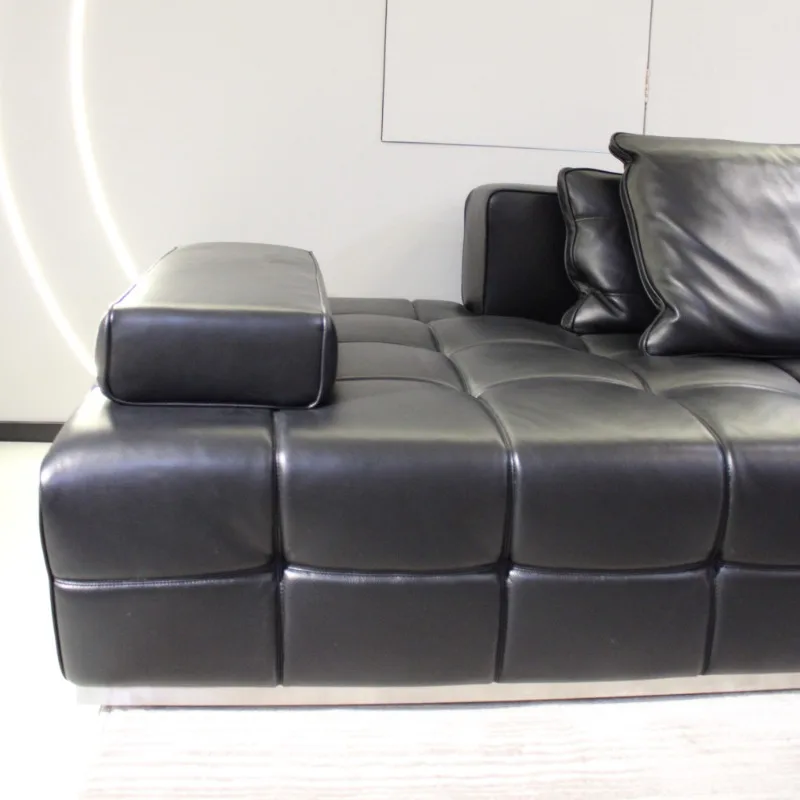 Leather sofa large flat matte cloth living room tofu block module combination sofa