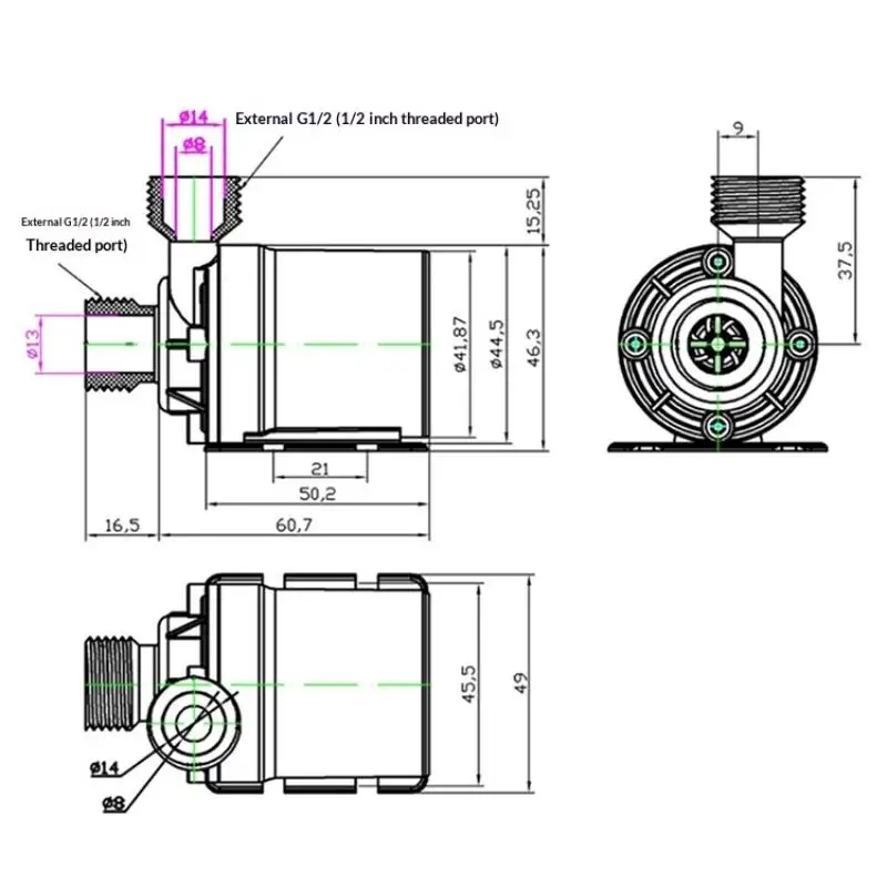 Solar DC12V/24V High Pressure Water Pump 800L/H Lift 5M Submersible Brushless Motor Aquarium Water Pump with Quick Break Joint view 5