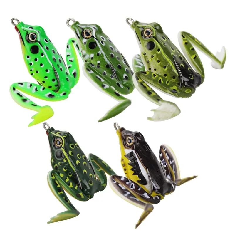 

Soft Frog Bait Artificial Realistic Fake Bait Fishing Tools Accessories with Two Sharp Hooks for Bass Catfish Gear for Blackfish