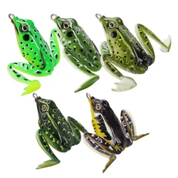 Soft Frog Bait Artificial Realistic Fake Bait Fishing Tools Accessories with Two Sharp Hooks for Bass Catfish Gear for Blackfish