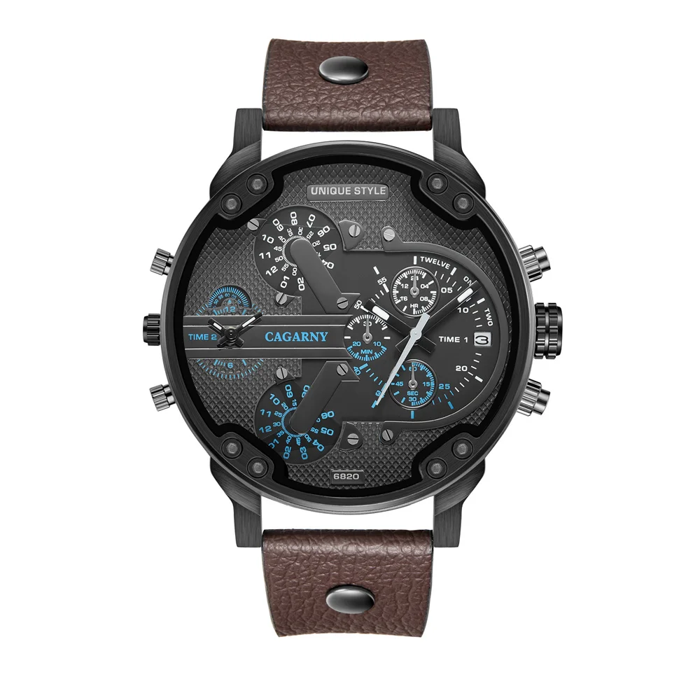 Classic Big Face Watch for Men Luxury High Quality Watches Fashion Leather Strap Calendar Quartz Wristwatches Relogio Masculino