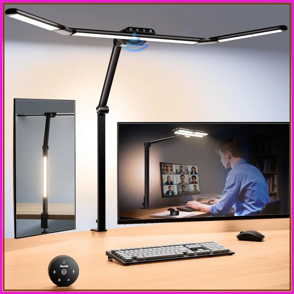 

32.5" Architect Desk Lamp for Office Home Dorm - 3 Light Bar 1100LM, Ambient Backlight, Radar Sensor, Remote Control, 2H Timer