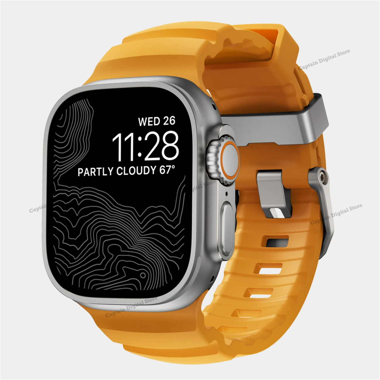 

NOMAD Rocky Point Band Yellow Natural Titanium Hardware FKM Fluoroelastomer Rubber Waterproof for Apple Watch Ultra & Ultra2