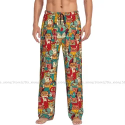 Funny Owls Group Color Seamless Pattern Mens Pajamas Pyjamas Pants Lounge Pants Sleep Bottoms