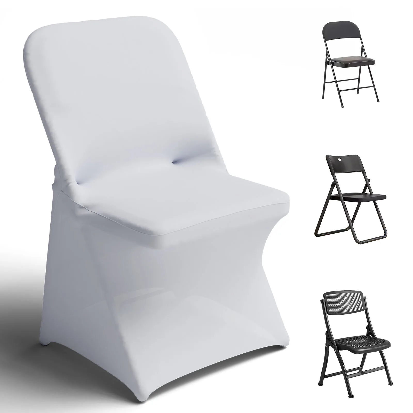 12/30/50pcs Spandex Folding Chair Covers in Stretch Washable Fabric for Wedding Party Holiday Celebration and Other Special Even