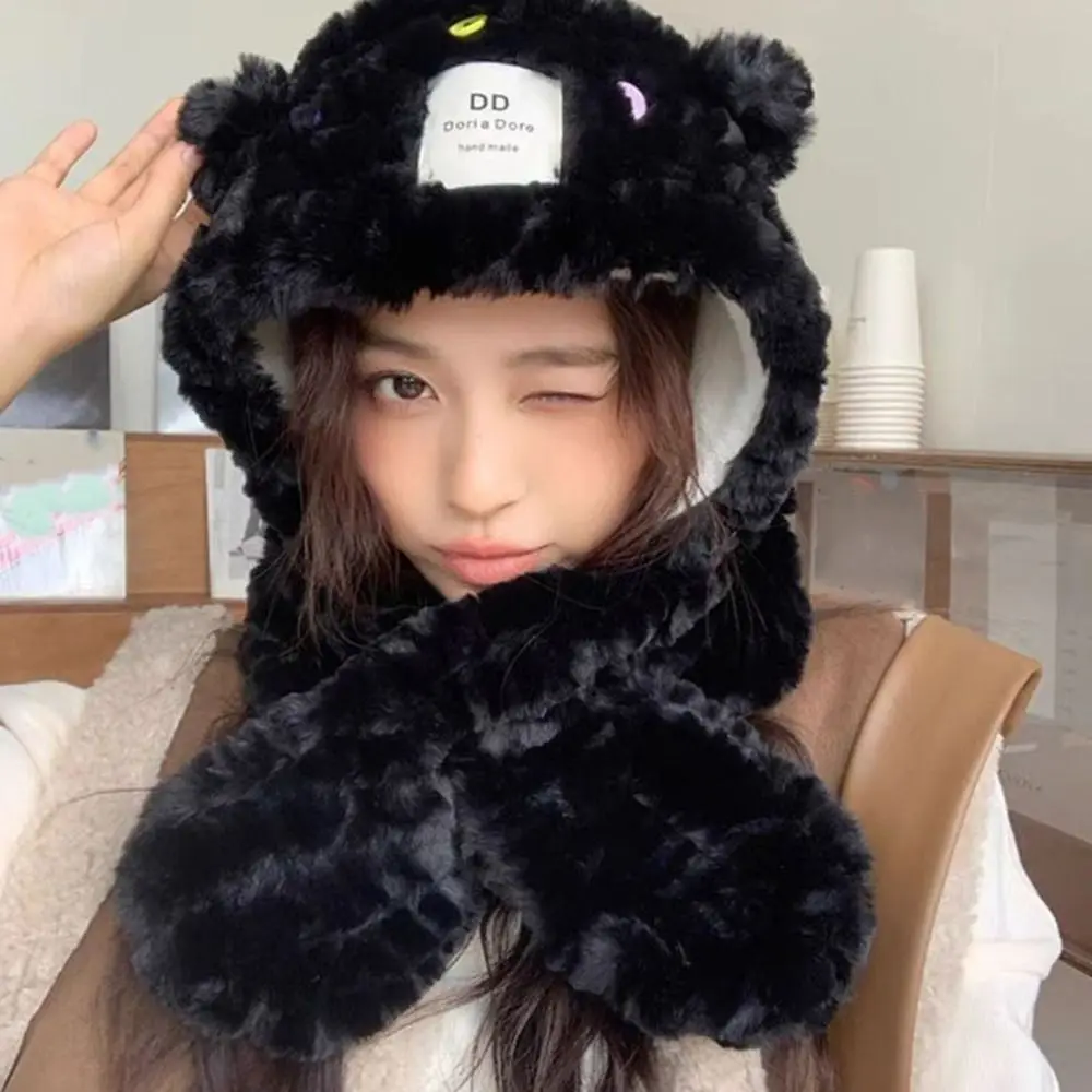 عارضة لطيف الأذن قبعة دافئة سميكة حماية الأذن قبعة وشاح يندبروف الدفء قبعة الشتاء