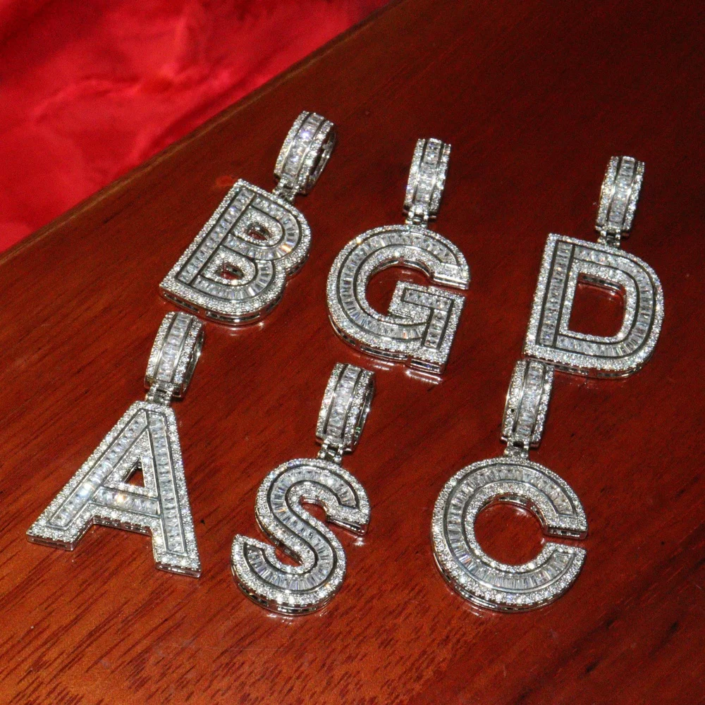 

ICECHARMI Single Letter Custom A~Z Iced Out CZ Stones Chain Trendy Necklace Hiphop Rock Square Zirconia Pendant Fashion Jewelry