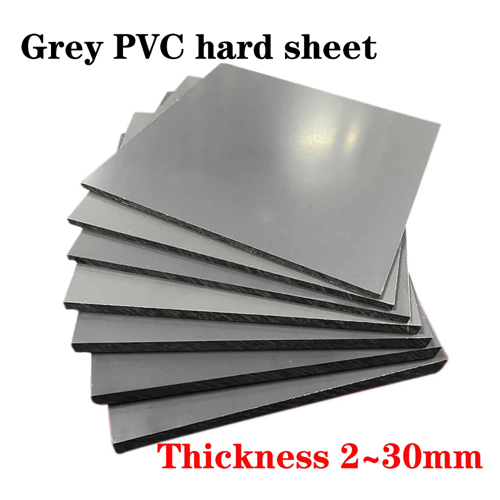 Hoja de PVC gris de espesor, tablero de plástico de ingeniería de 2/3/4/5/6/8/10/12/15 ~ 20mm, hoja dura de cloruro de polivinilo, 100x200/200x200/200x300mm