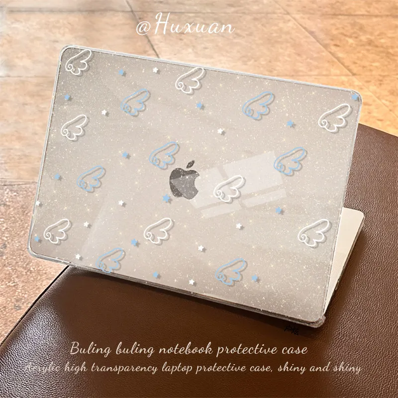 

Korean Ins Angel Wings Shining Laptop Case For Macbook Air 13.6 M4 NEO 15 M3 Hard Cover For Mac Book Pro 13 M1 M2 14 M4 M5 16