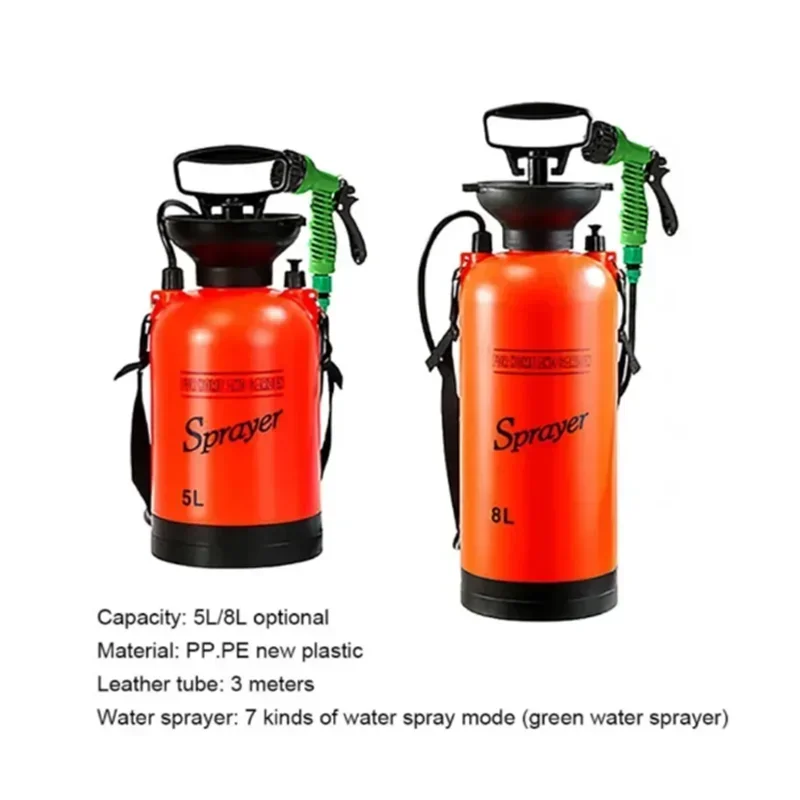 5/8L Car Washing Small Sprayer Portable Outdoor Camping Shower Multi-Function Bath Sprayer Watering Flowers For Travel