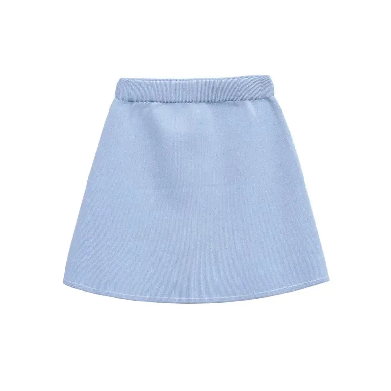 

Women's Retro Single-Breasted Straight Top Mini Skirt Knitted Suit Casual Fashion Solid Color Summer Commuting 2025