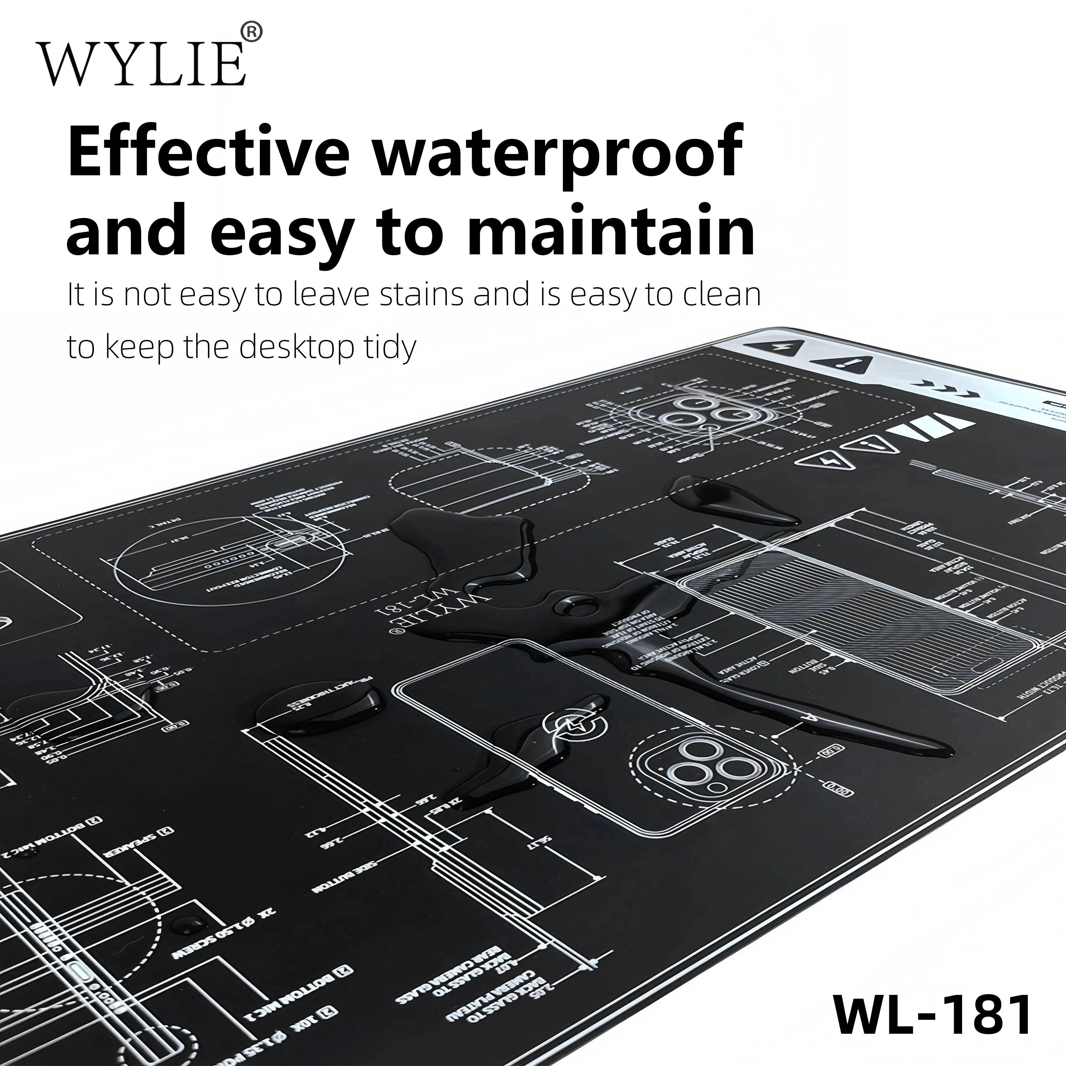 WYLIE WL-181 27-inch Heat Resistant Silicone Mat Desktop Soldering Mat Waterproof And Stain Resistant Electronics Repair Pad