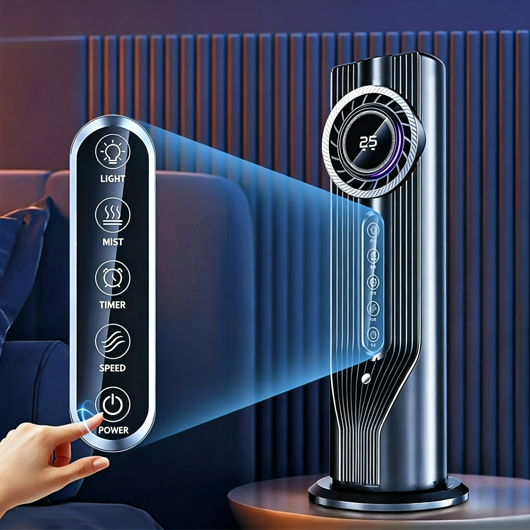 Desktop Cooling Fan with Humidification Spray Color Atmosphere Light 6 Speed USB Power Supply Ideal for Home Office or Dormitory