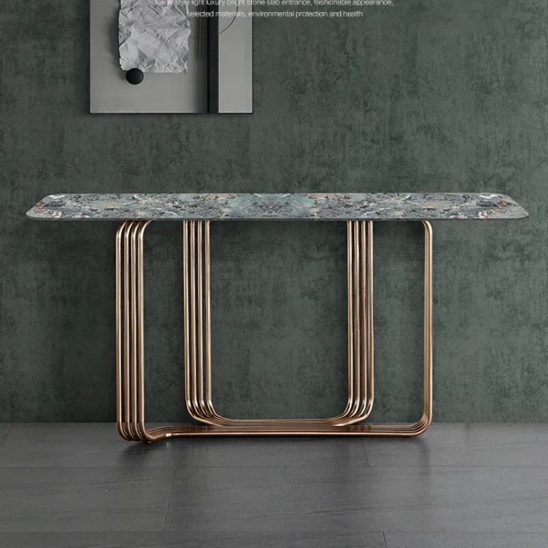 

Designer Console Modern Minimalist Home Wall Internet Celebrity Light Luxury Stone Plate Ultra Narrow Console Tables