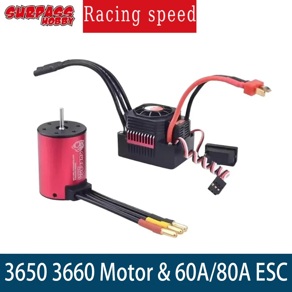 

Surpass Hobby Waterproof 3650 3660 Brushless Motor 60A/80A ESC Combo for 1/10 1/12 RC Car